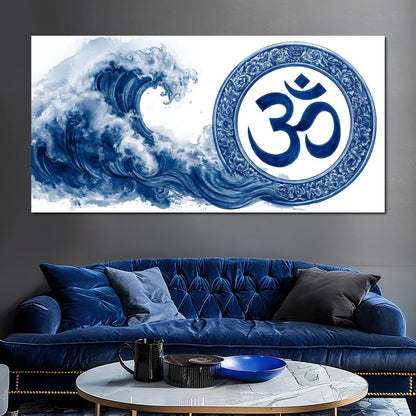 Indigo Om Mandala Meditation Canvas Wall Art