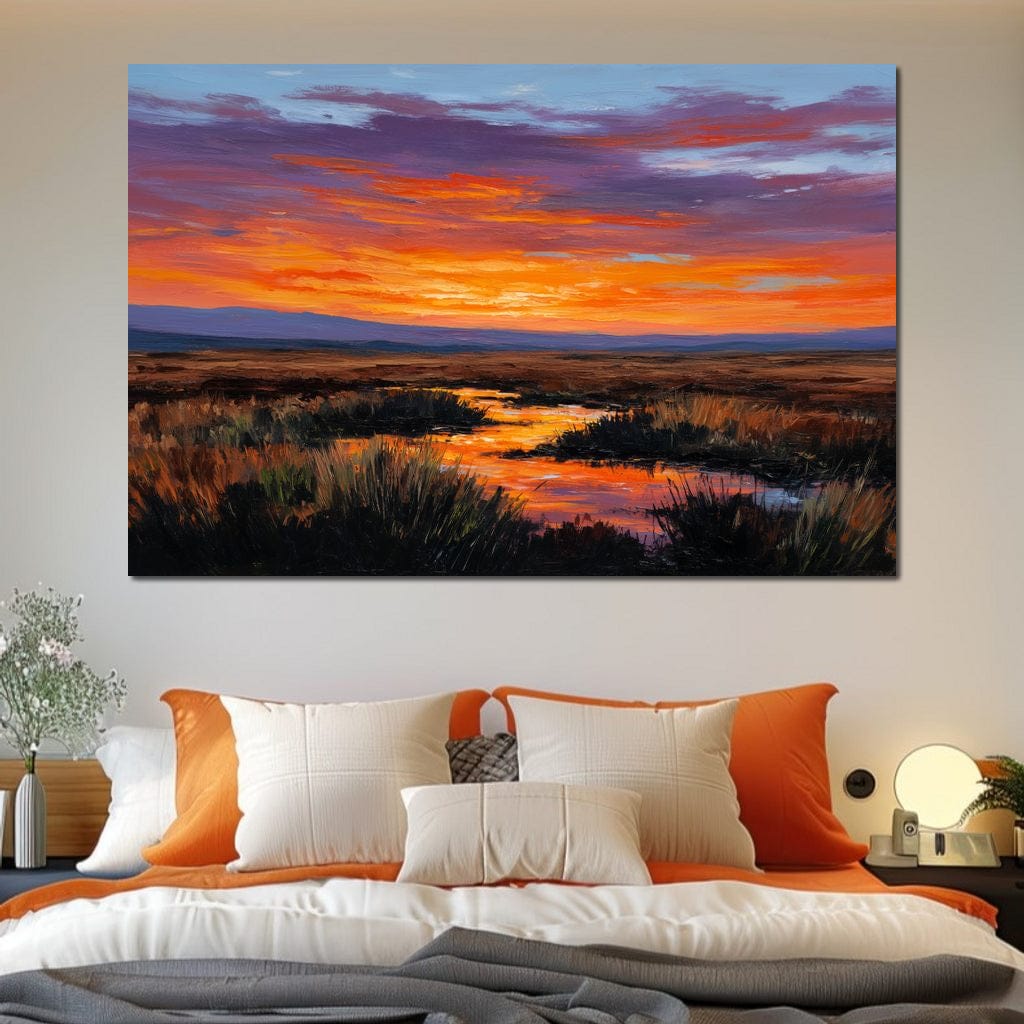 Sunset River Over Marshland Canvas Wall Art
