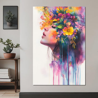 Floral Dreams Embrace Essence Canvas Wall Art