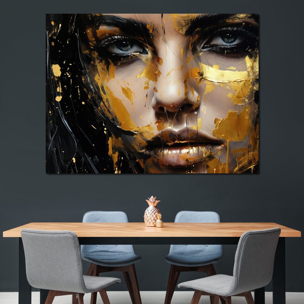 Black Gold Urban Graffiti Canvas Wall Art