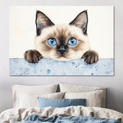 Curious Glance of Feline Eyes Canvas Wall Art