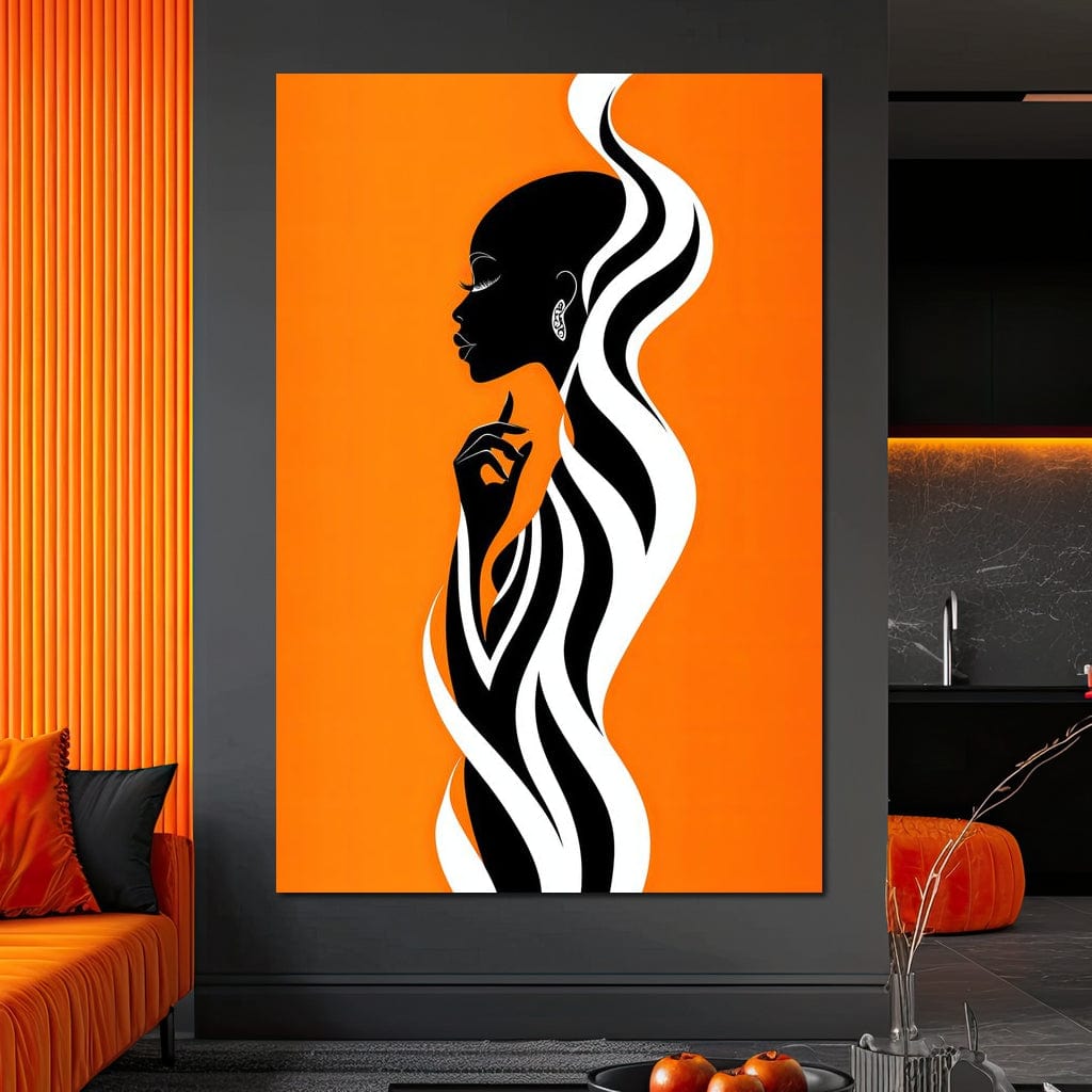 Ebony Flow on Tangerine Dreams Canvas Wall Art