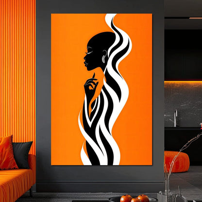 Ebony Flow on Tangerine Dreams Canvas Wall Art