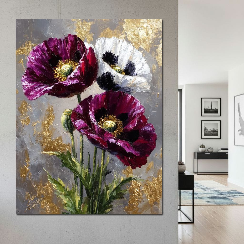 Golden Poppy Petal Sonata Canvas Wall Art