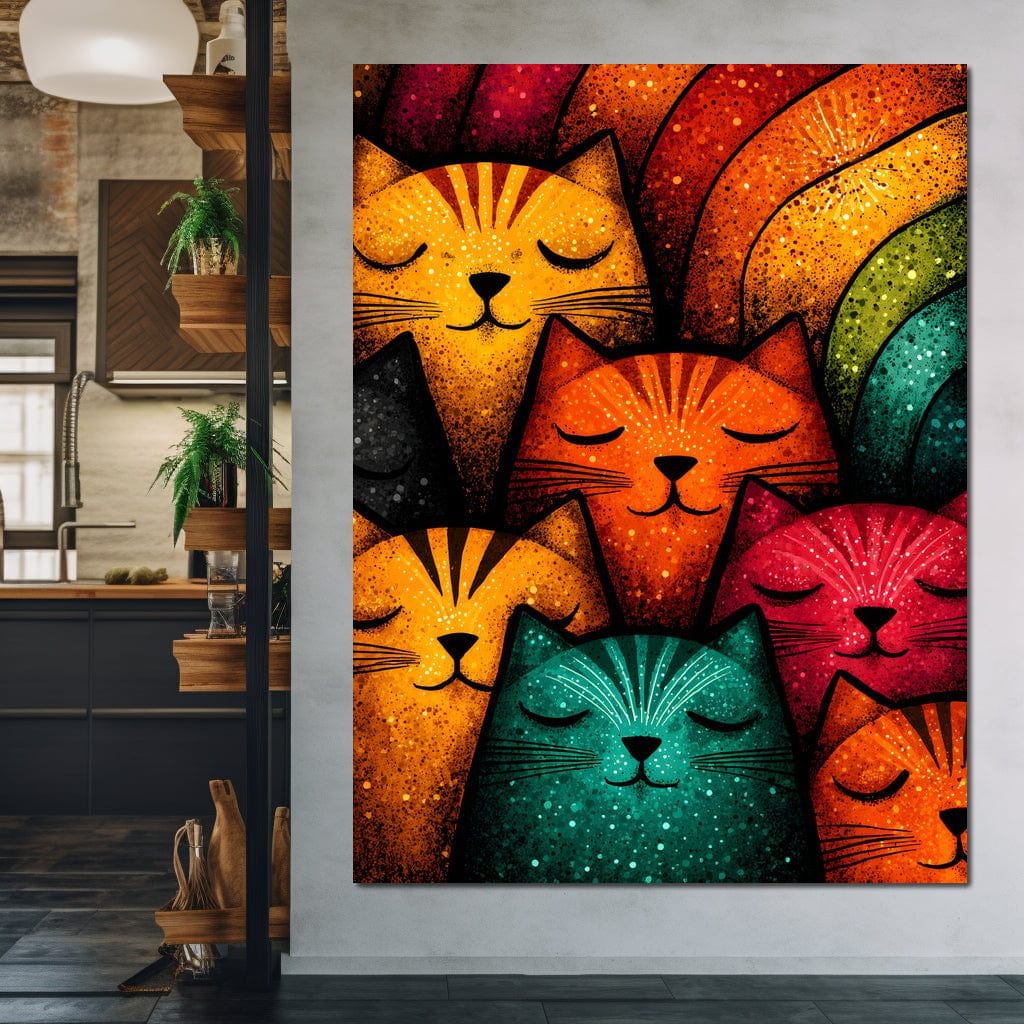 Dreamy Feline Kaleidoscope Canvas Wall Art