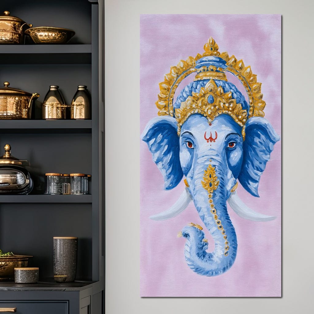 Sacred Blue Ganesha Majesty Canvas Wall Art