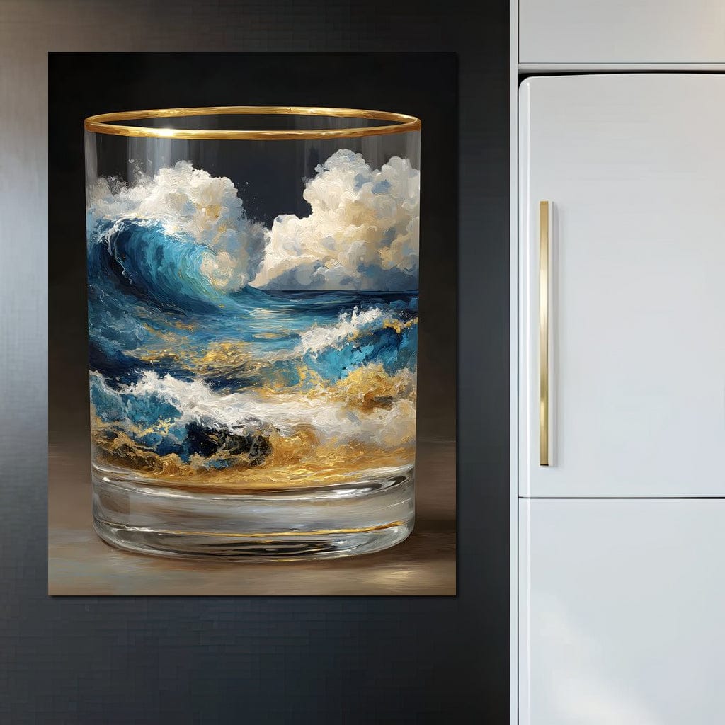 Ocean Storm Tumbler Gold Rim Canvas Wall Art