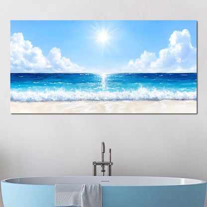 Endless Horizon Sunlit Beach Canvas Wall Art