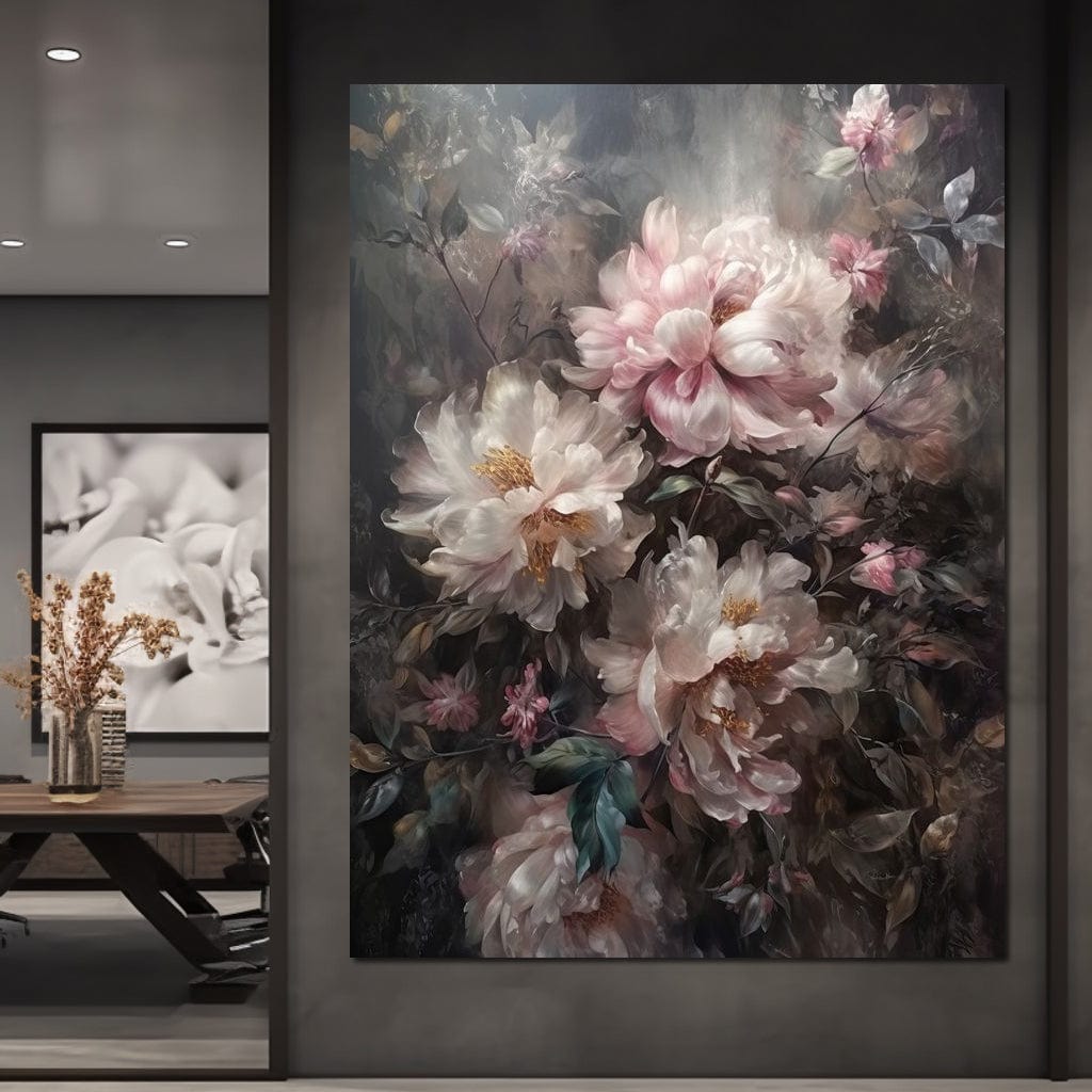 White & Pink Flowers Canvas Wall Art