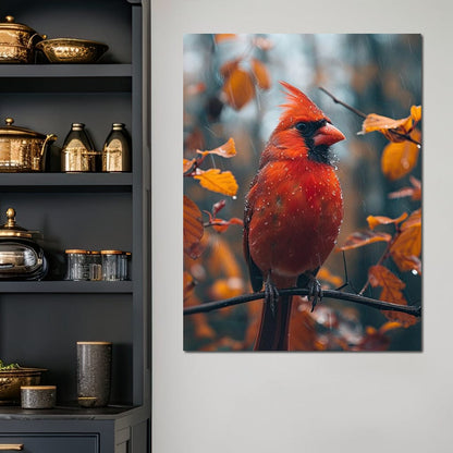 Autumn Cardinal's Perch Canvas Wall Art
