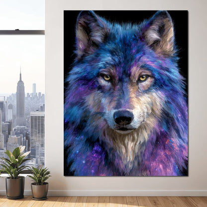 Galactic Wolf Night Watcher Canvas Wall Art
