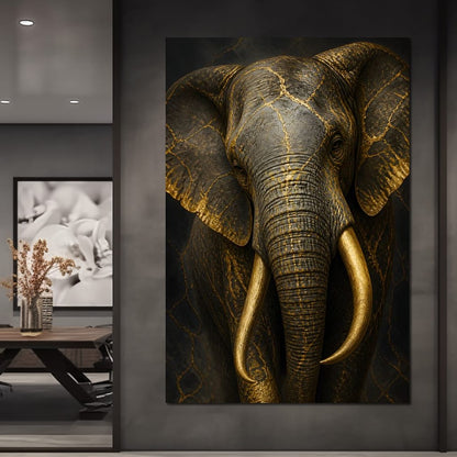 Elephant Gilded Wisdom Canvas Wall Art