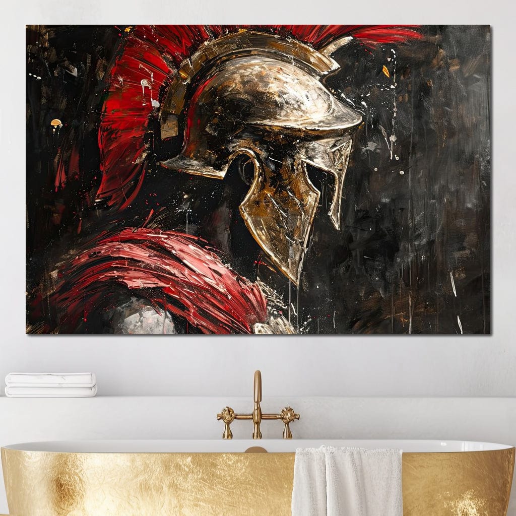 Spartan Solitude in Crimson Canvas Wall Art