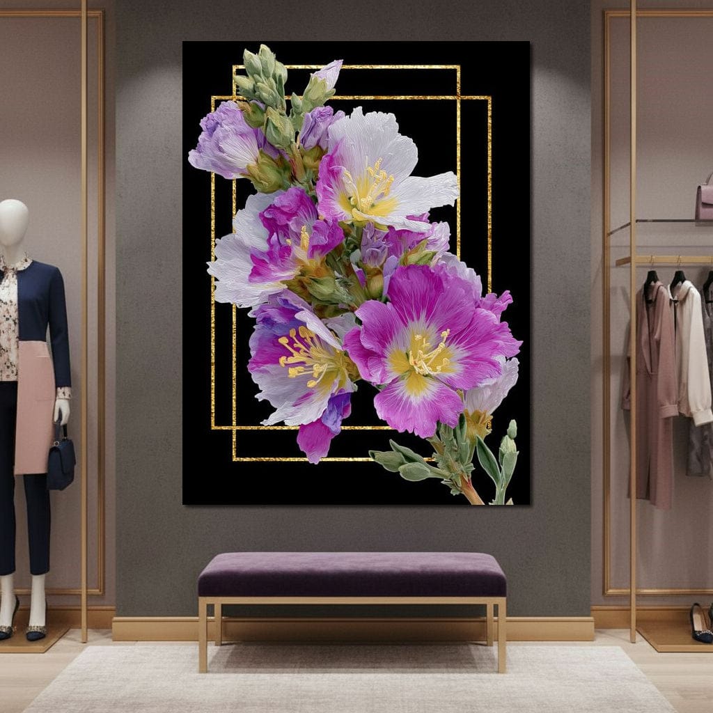 Golden Frame Petal Radiance Canvas Wall Art