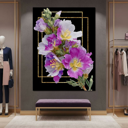 Golden Frame Petal Radiance Canvas Wall Art