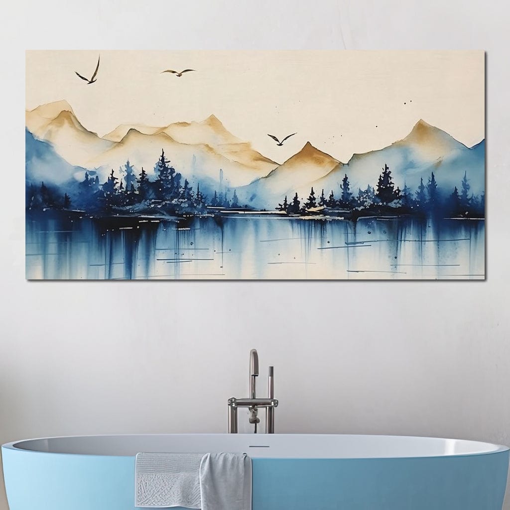Calm Mountain Lake Sunrise Canvas Wall Art