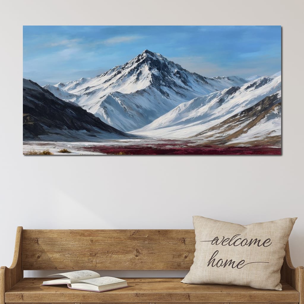 Snowy Alpine Peak Canvas Wall Art