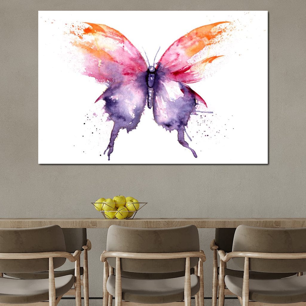 Watercolor Tricolor Butterfly Canvas Wall Art