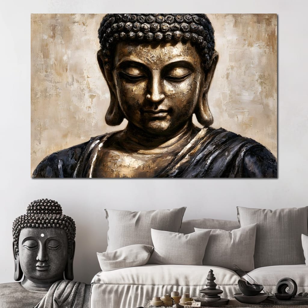 Golden Stillness Of Inner Reflection Canvas Wall Art
