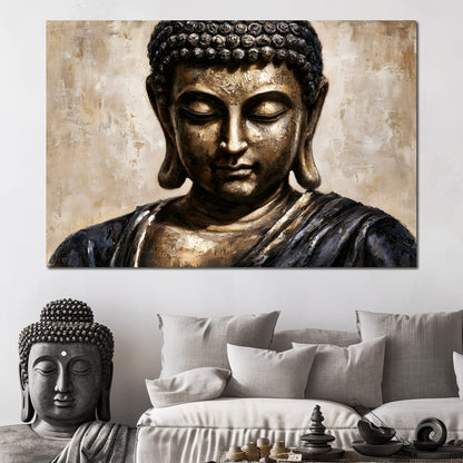 Golden Stillness Of Inner Reflection Canvas Wall Art