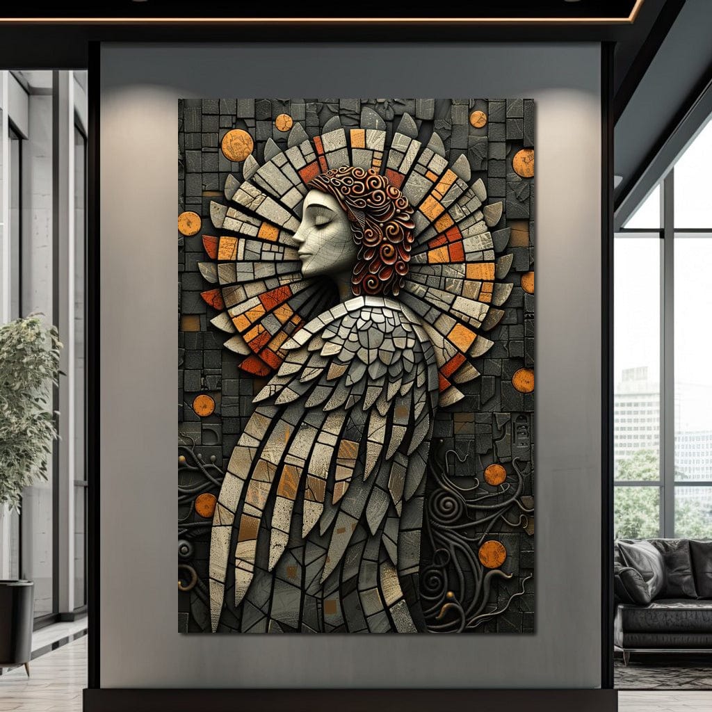 Mosaic Angel Enchantment Canvas Wall Art