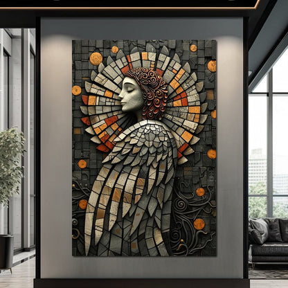 Mosaic Angel Enchantment Canvas Wall Art