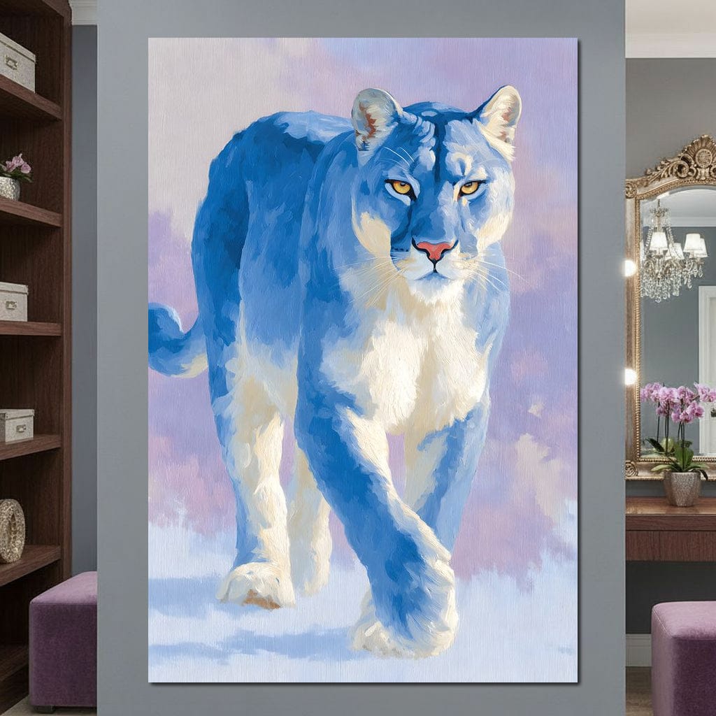 Silent Snow Puma Stroll Canvas Wall Art