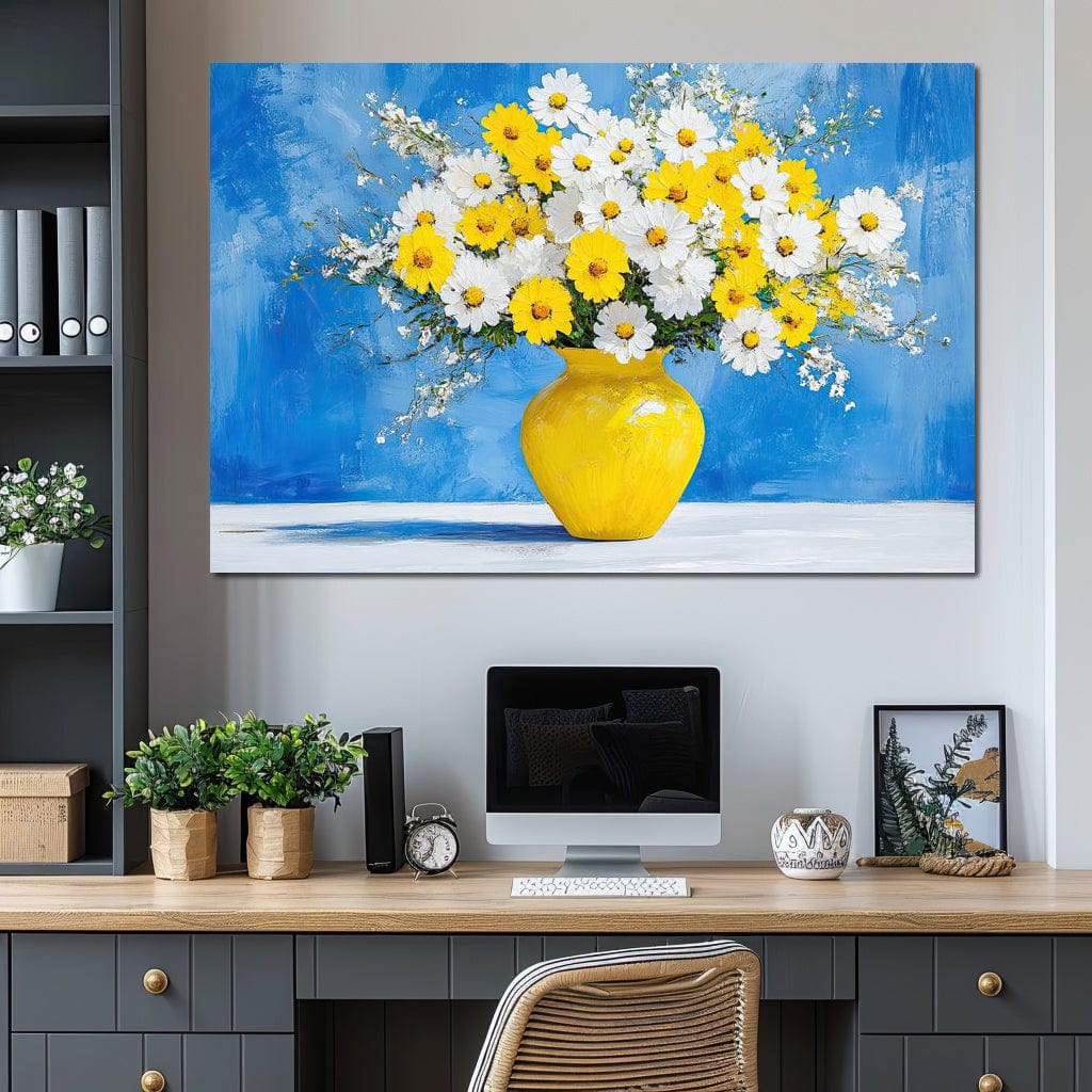 White & Yellow Flowers Canvas Wall Art