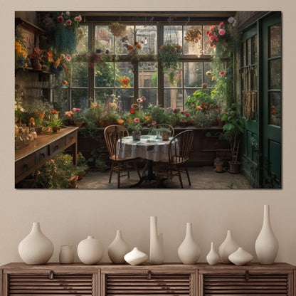 Backyard Floral Kitchen Canvas Wall Art