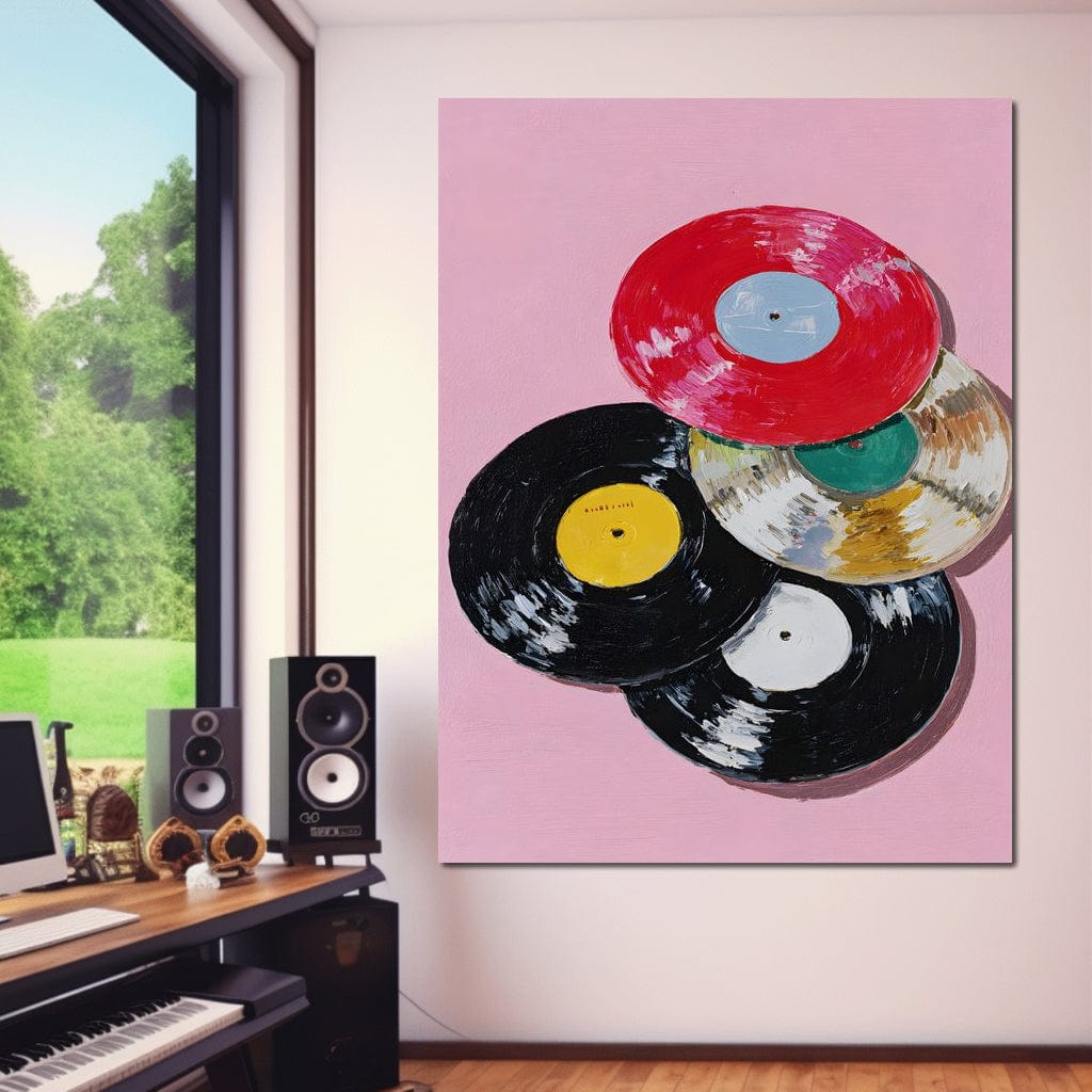 Retro Vinyl Record Pop Splash Canvas Wall Art