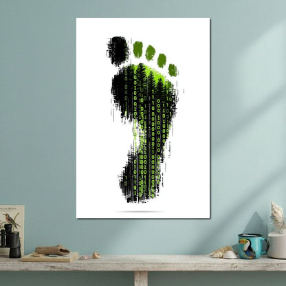 Digital Forest Footprint Code Canvas Wall Art
