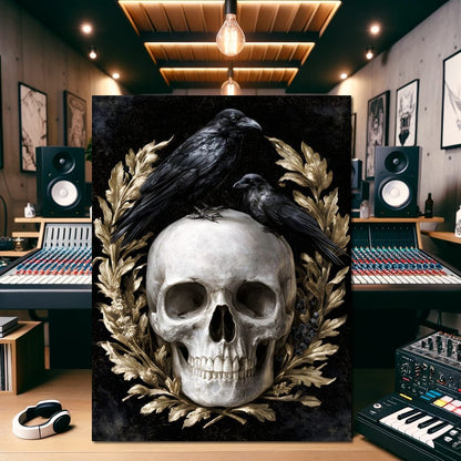 Gilded Crows Upon Bone Canvas Wall Art