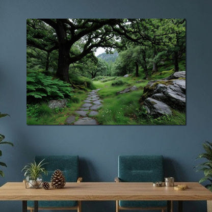 Emerald Forest Stone Pathway Canvas Wall Art