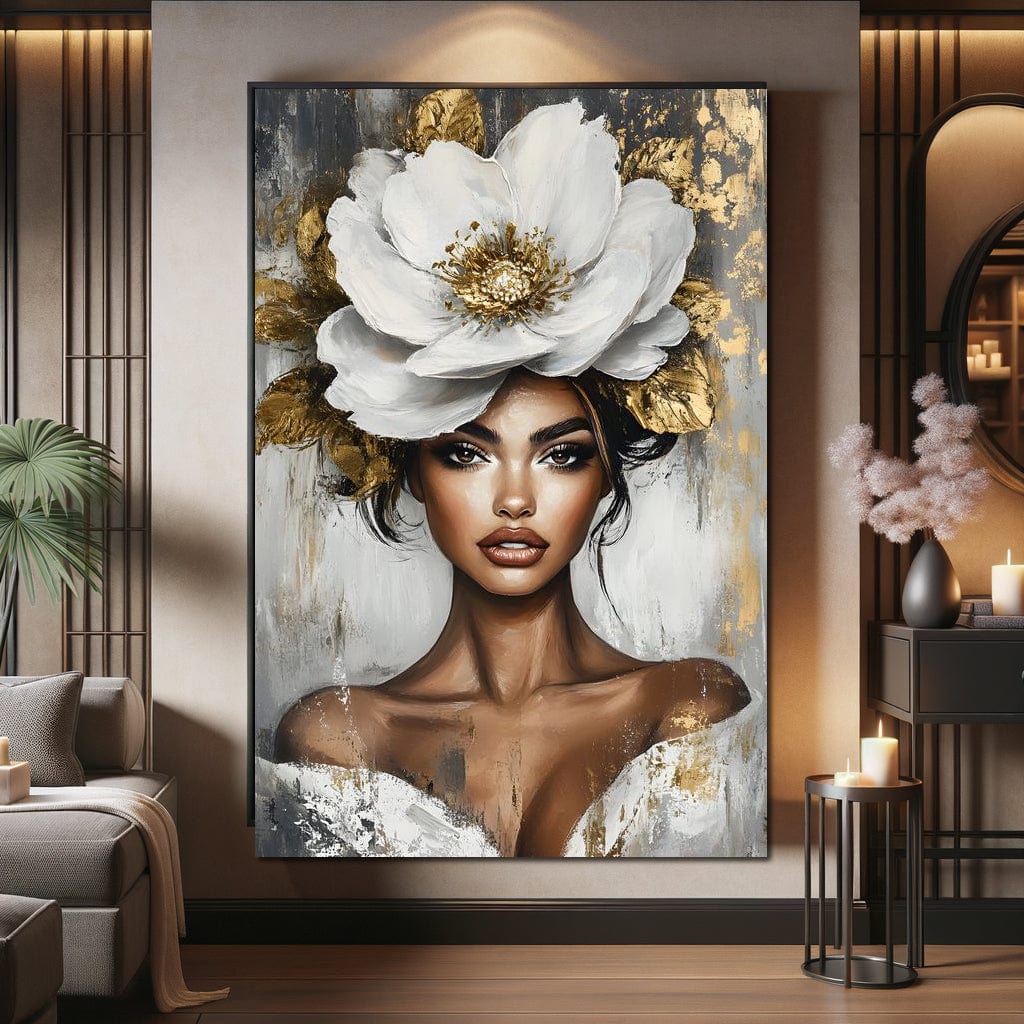 Golden Petals Elegance Enigma Canvas Wall Art
