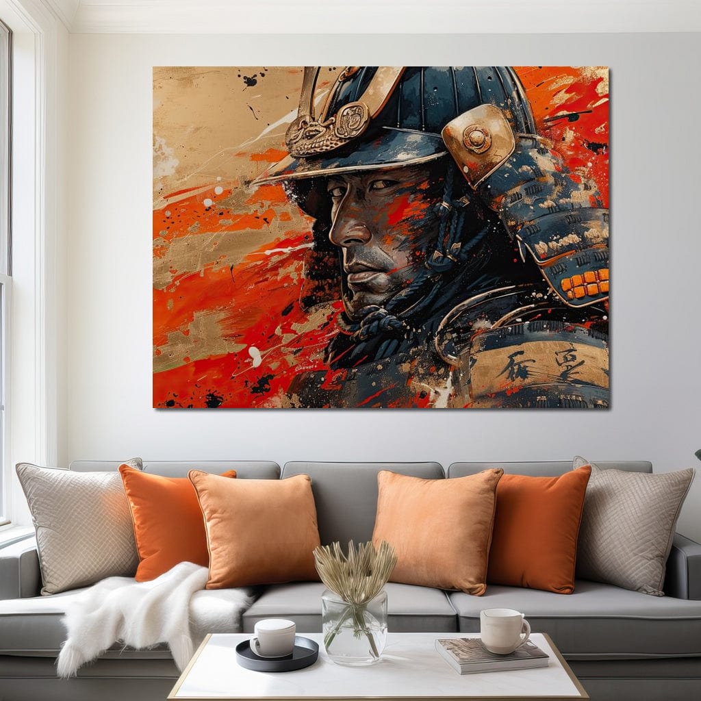 Samurai Solitude in Battle Canvas Wall Art
