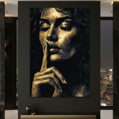 Golden Silence Portrait Muse Canvas Wall Art