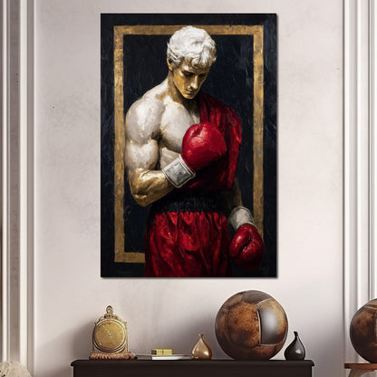 Golden Frame Boxing Champion Canvas Wall Art