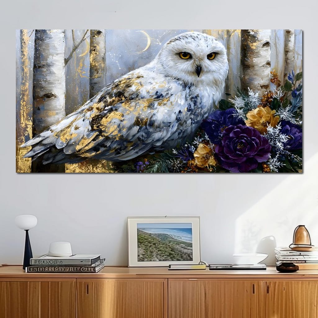 Silent Watcher Among Golden Birch Canvas Wall Art