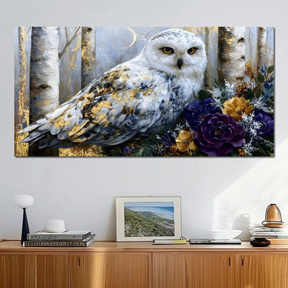 Silent Watcher Among Golden Birch Canvas Wall Art