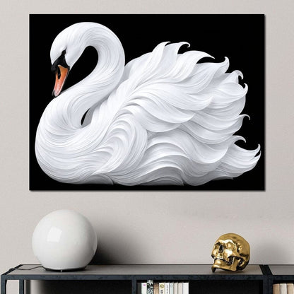 The Alabaster Swan Unfurled Canvas Wall Art