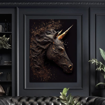 Black Unicorn Canvas Wall Art