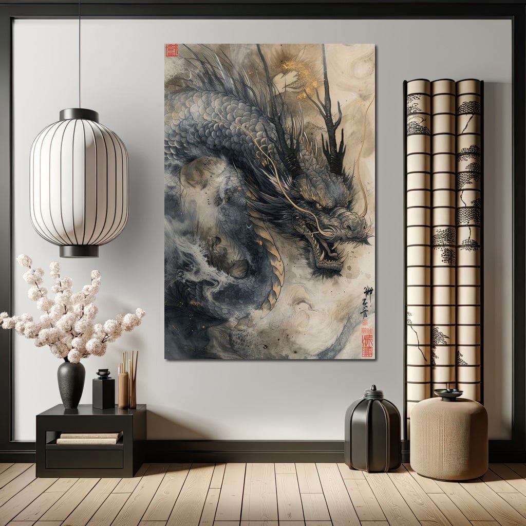 Mystic Dragon Tempest Canvas Wall Art
