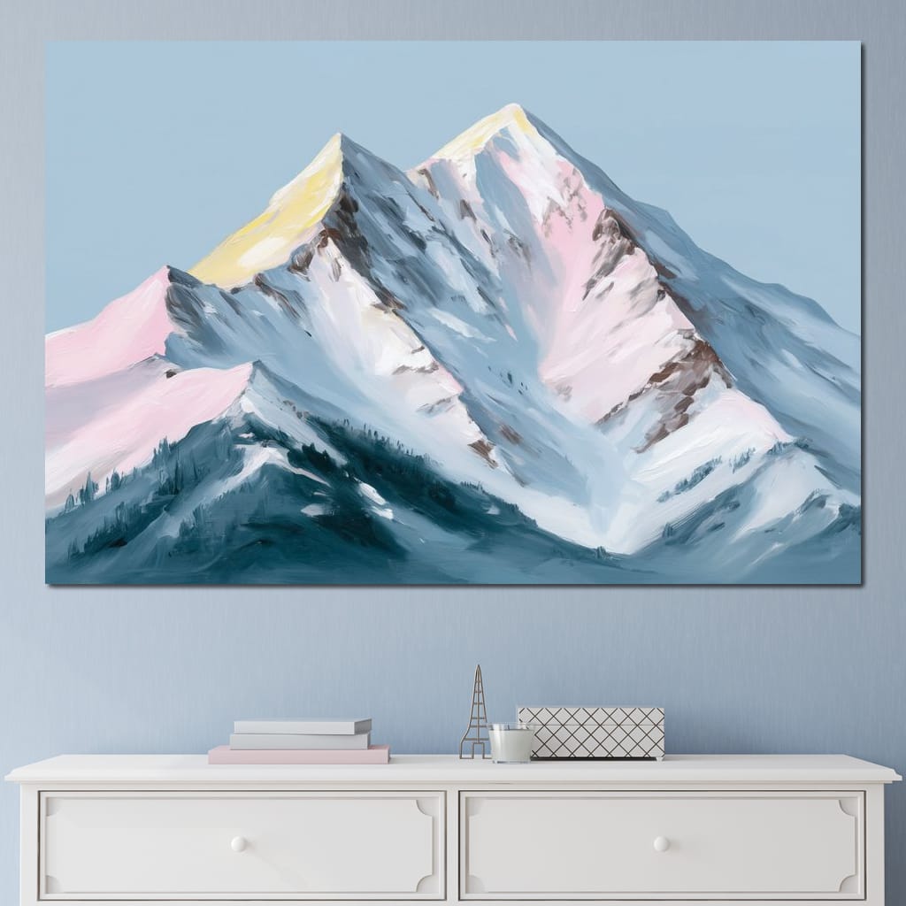 Pastel Alpine Summit Glow Canvas Wall Art