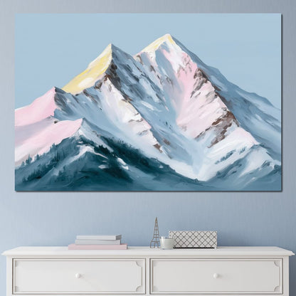 Pastel Alpine Summit Glow Canvas Wall Art