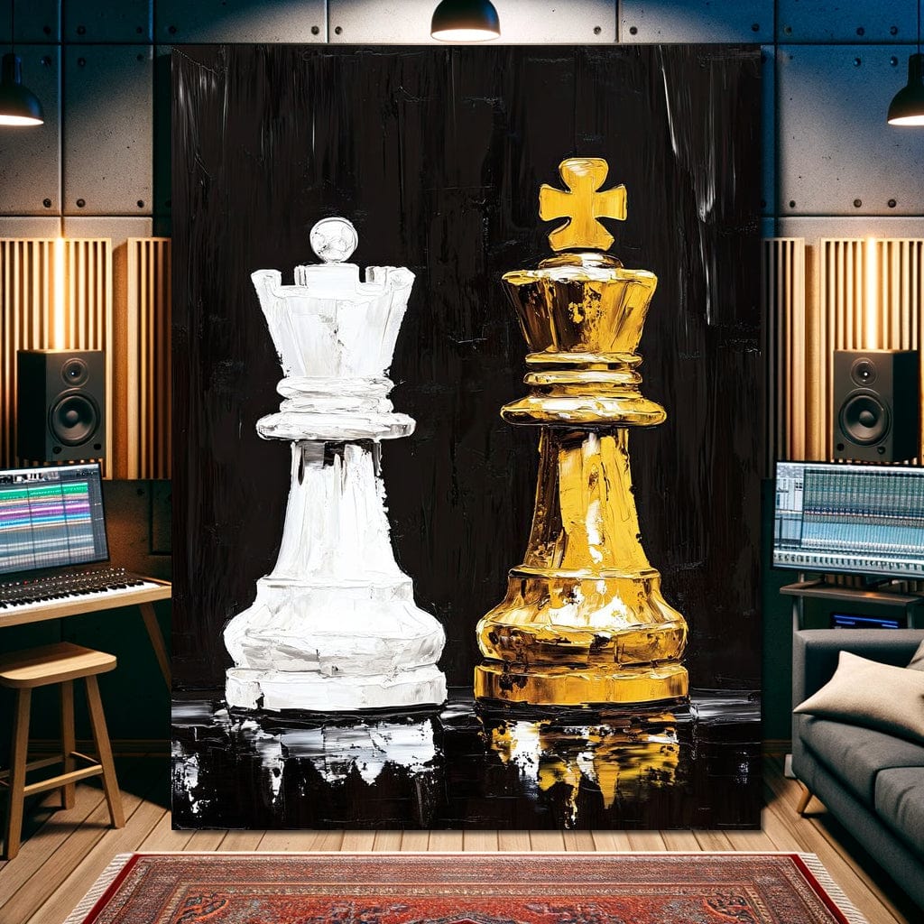 Regal Duel Monochrome Majesty Canvas Wall Art