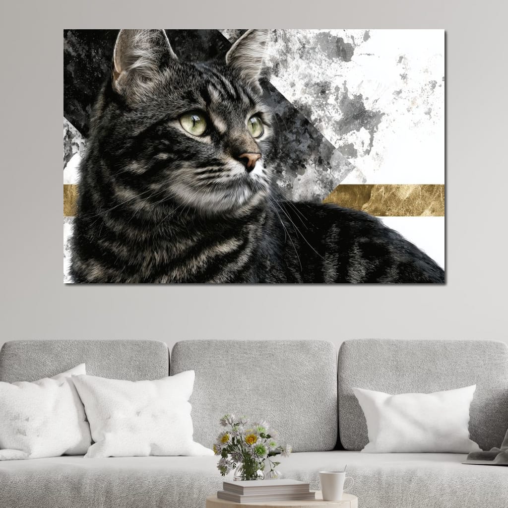 Golden Band Tabby Cat Portrait Canvas Wall Art