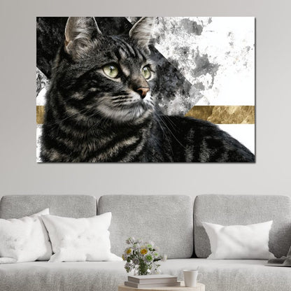 Golden Band Tabby Cat Portrait Canvas Wall Art