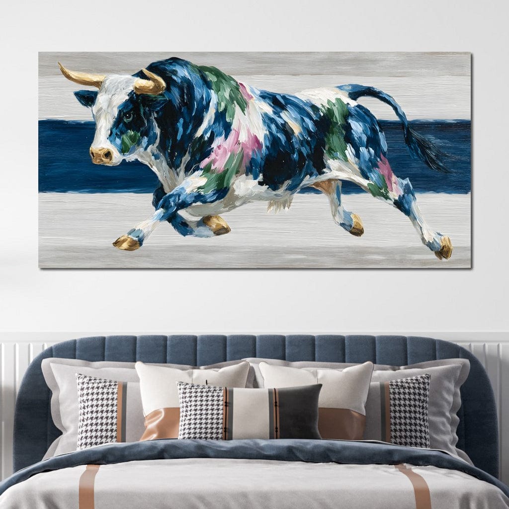 Charging Bull Color Fusion Canvas Wall Art