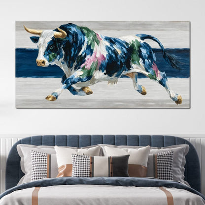 Charging Bull Color Fusion Canvas Wall Art