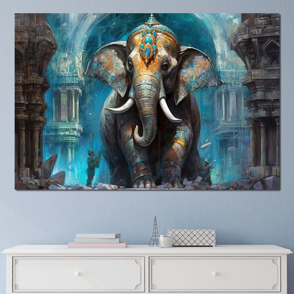 Hindu Temple Guardian Canvas Wall Art